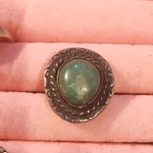 Vintage Silver and Green Turquoise Stone Women's Ring